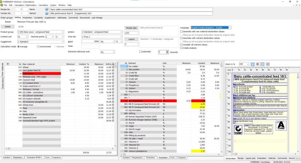 WinFumi λογισμικό διαμόρφωσης ζωοτροφών
στιγμιότυπο οθόνης

