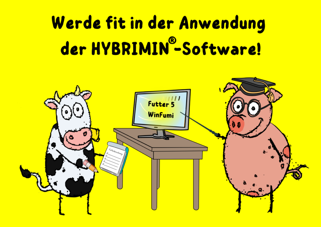 Eine Kuh und ein Schwein sitzen vor einem Computer