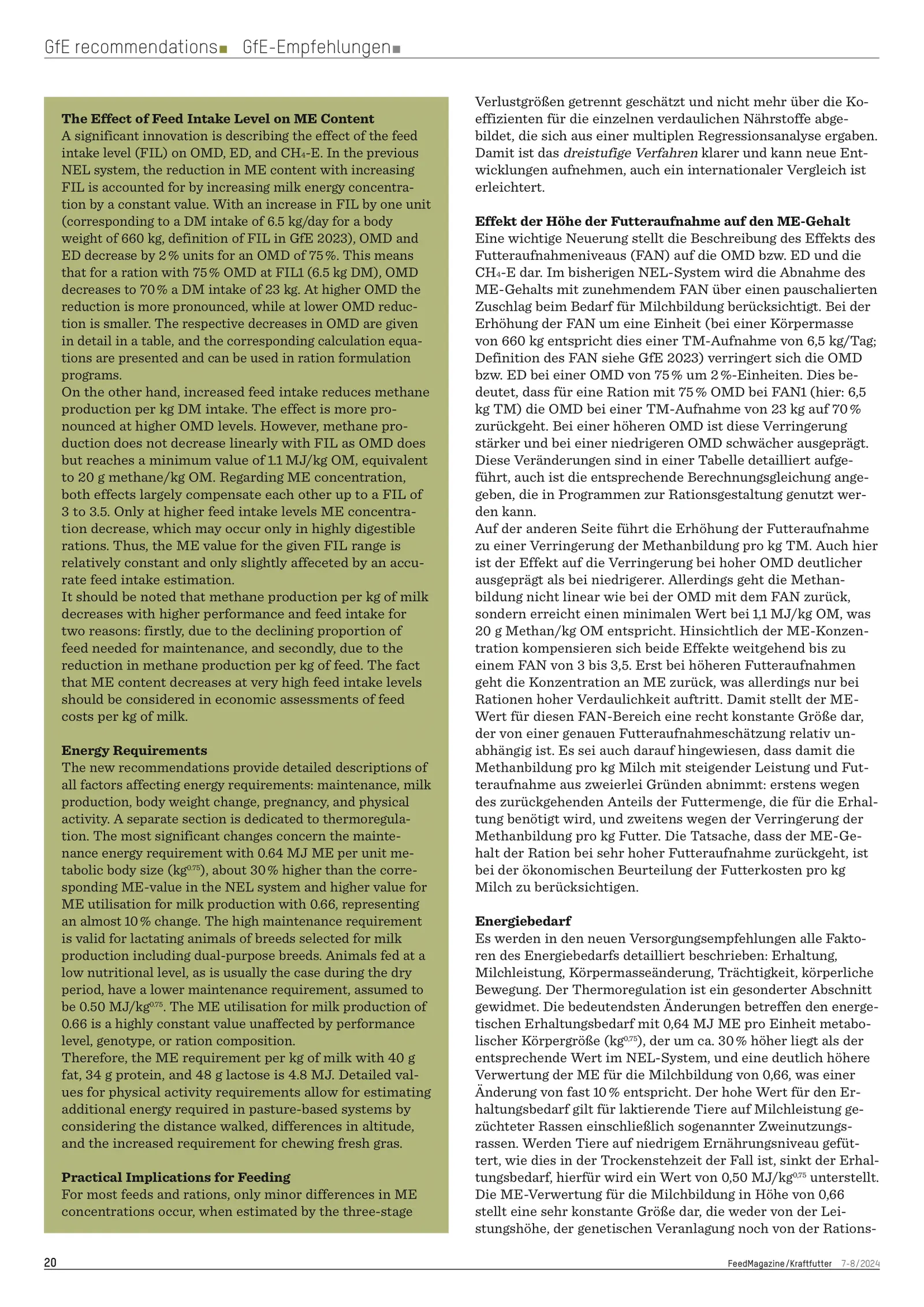 Energiebedarf der Milchkuh, in FeedMagazine/Kraftfutter 7-8/2024, Seite 3