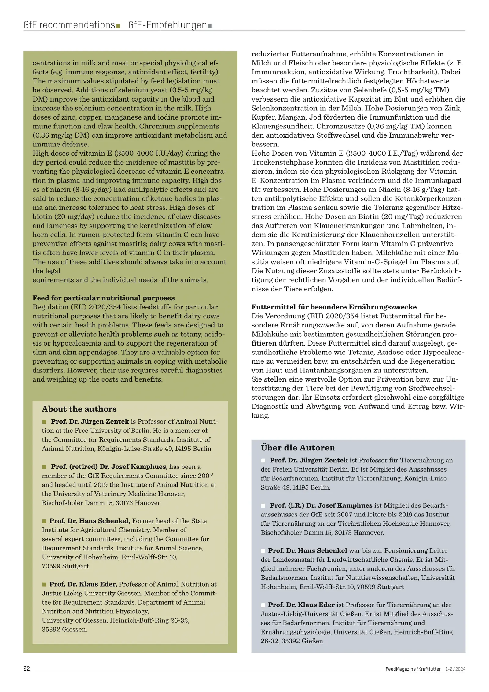 Milchkühe: Besondere Ernährungsmaßnahmen, FeedMagazine/Kraftfutter 1-2/2024, Seite 6